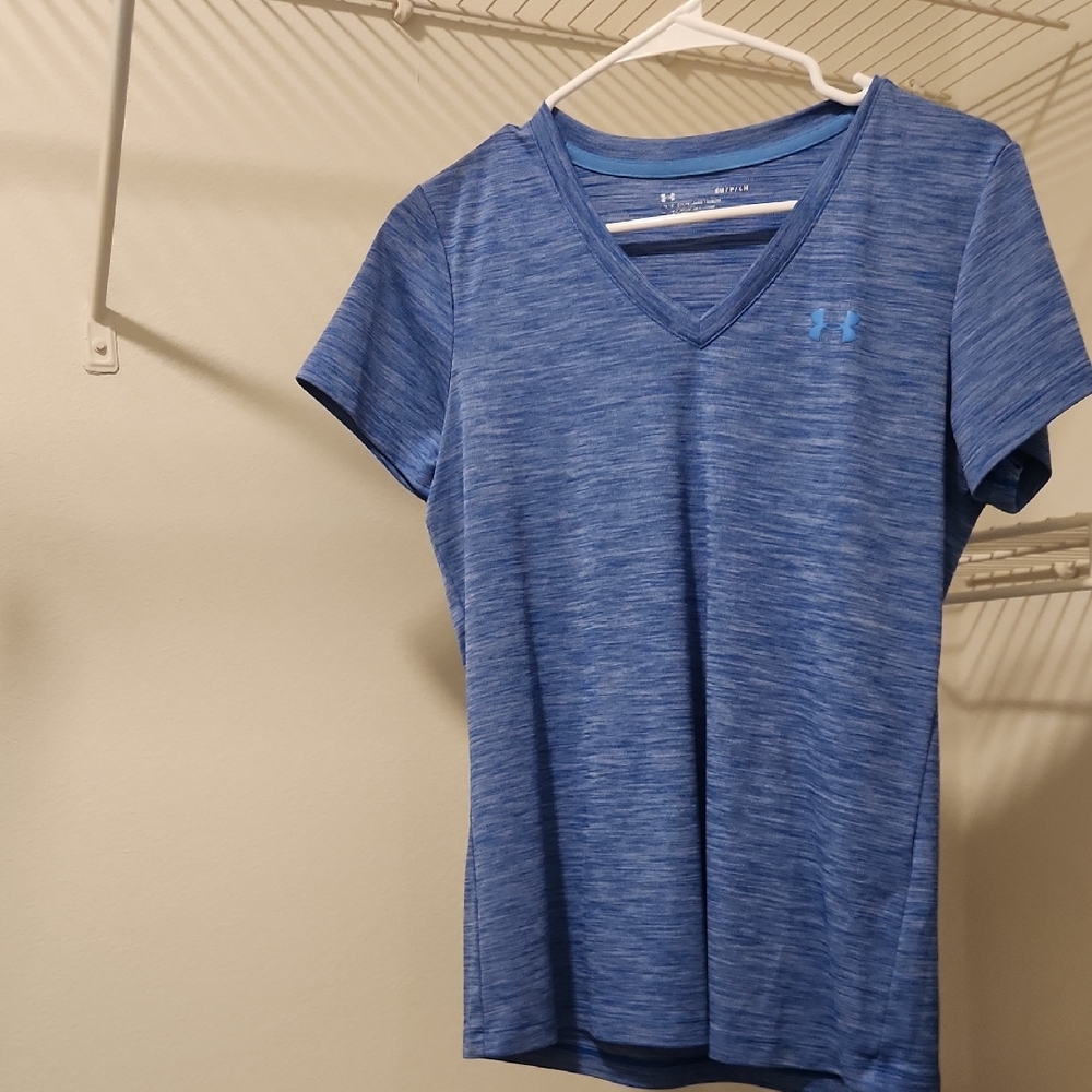Under Armour Women's Heathered Blue V-Neck Tee SIZE S/M